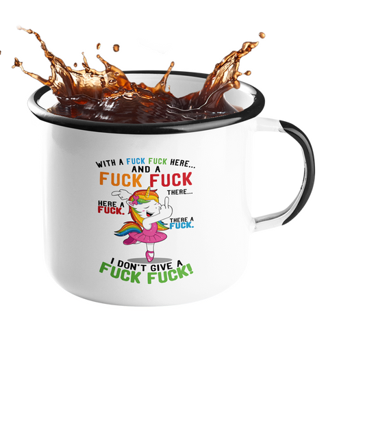 Emailletasse Einhorn "FUCK FUCK FUCK" Handmade-Lifestyle