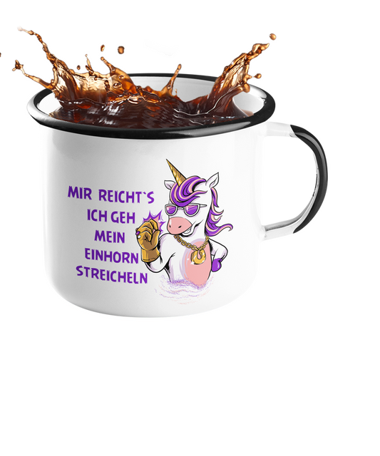 Emailletasse Einhorn "Mein Einhorn streicheln" Handmade-Lifestyle