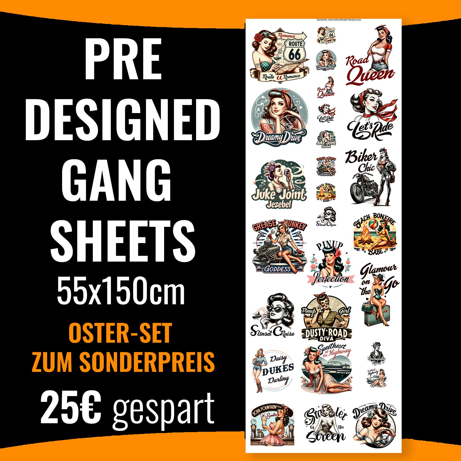 PRE-DESIGND-GANG SHEET Vintage druck-guru