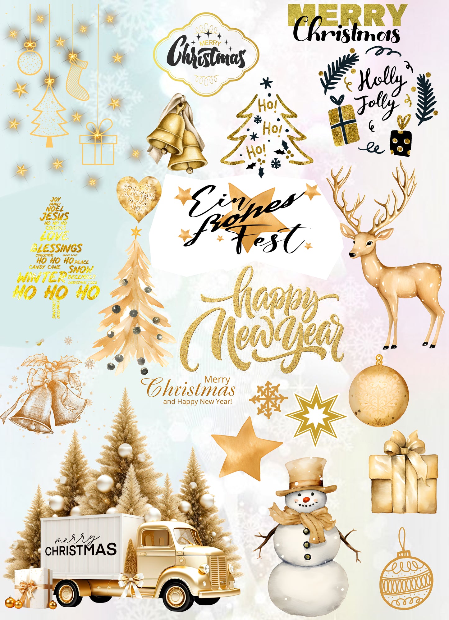 UV Sticker Set "Golden Christmas" 21x29 cm druck-guru