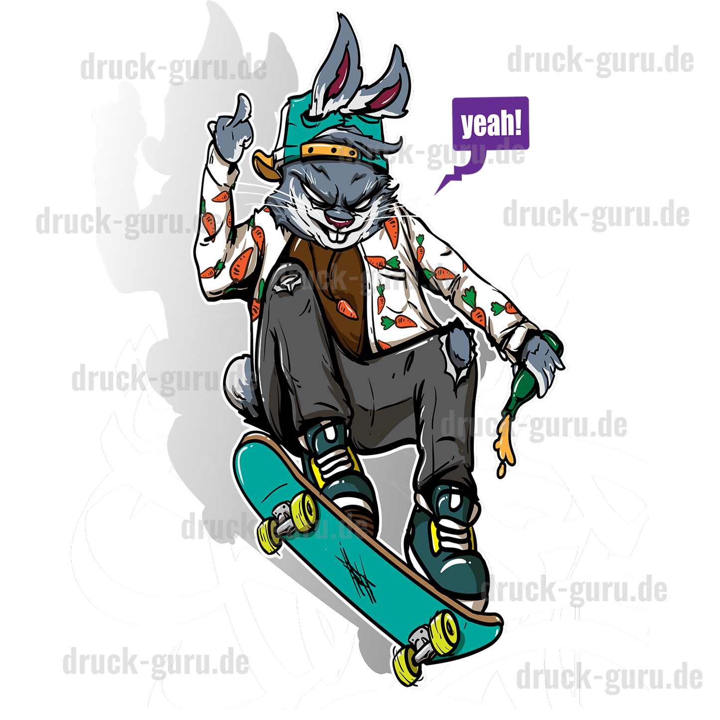 Bügelbild "Graffiti Bunny Skate" druck-guru