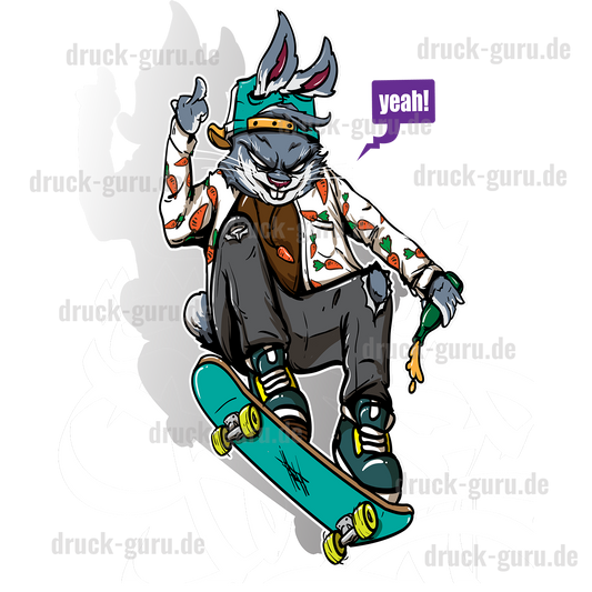 Bügelbild "Graffiti Bunny Skate" druck-guru