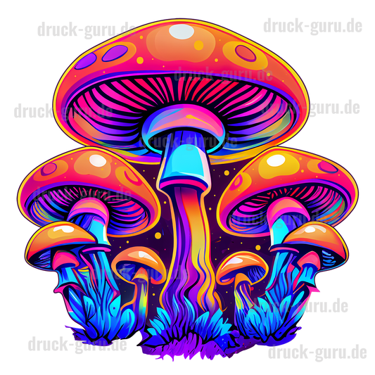 Bügelbild "Graffiti Neon Mushroom" druck-guru