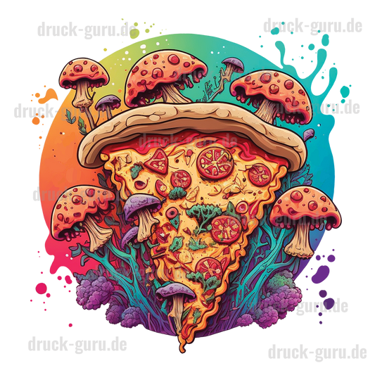 Bügelbild "Graffiti Pizza Mushroom" druck-guru