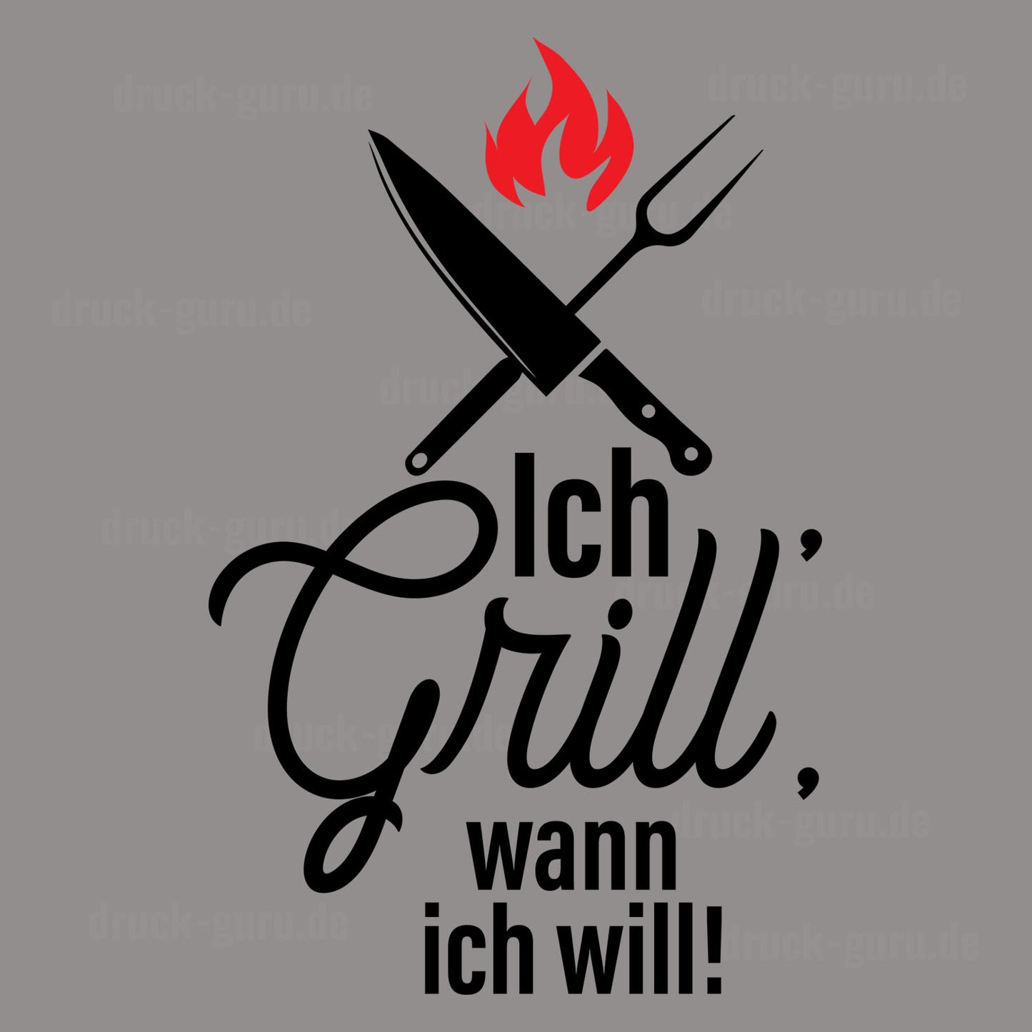 Bügelbild "Ich grill wann ich will" druck-guru