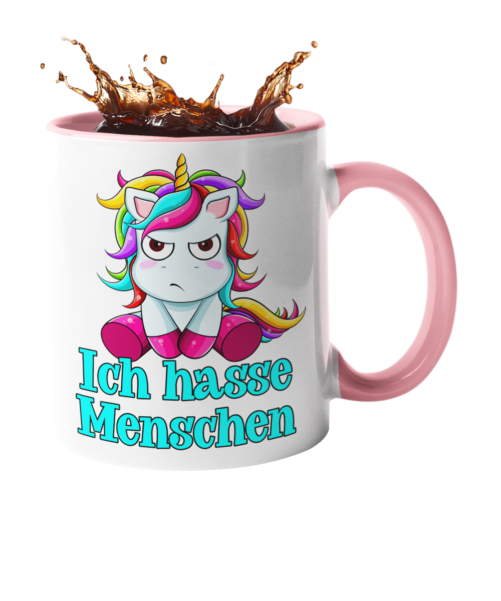 Tasse Einhorn mit Spruch "Ich hasse Menschen" Handmade-Lifestyle