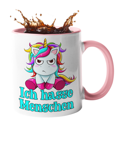 Tasse Einhorn mit Spruch "Ich hasse Menschen" Handmade-Lifestyle