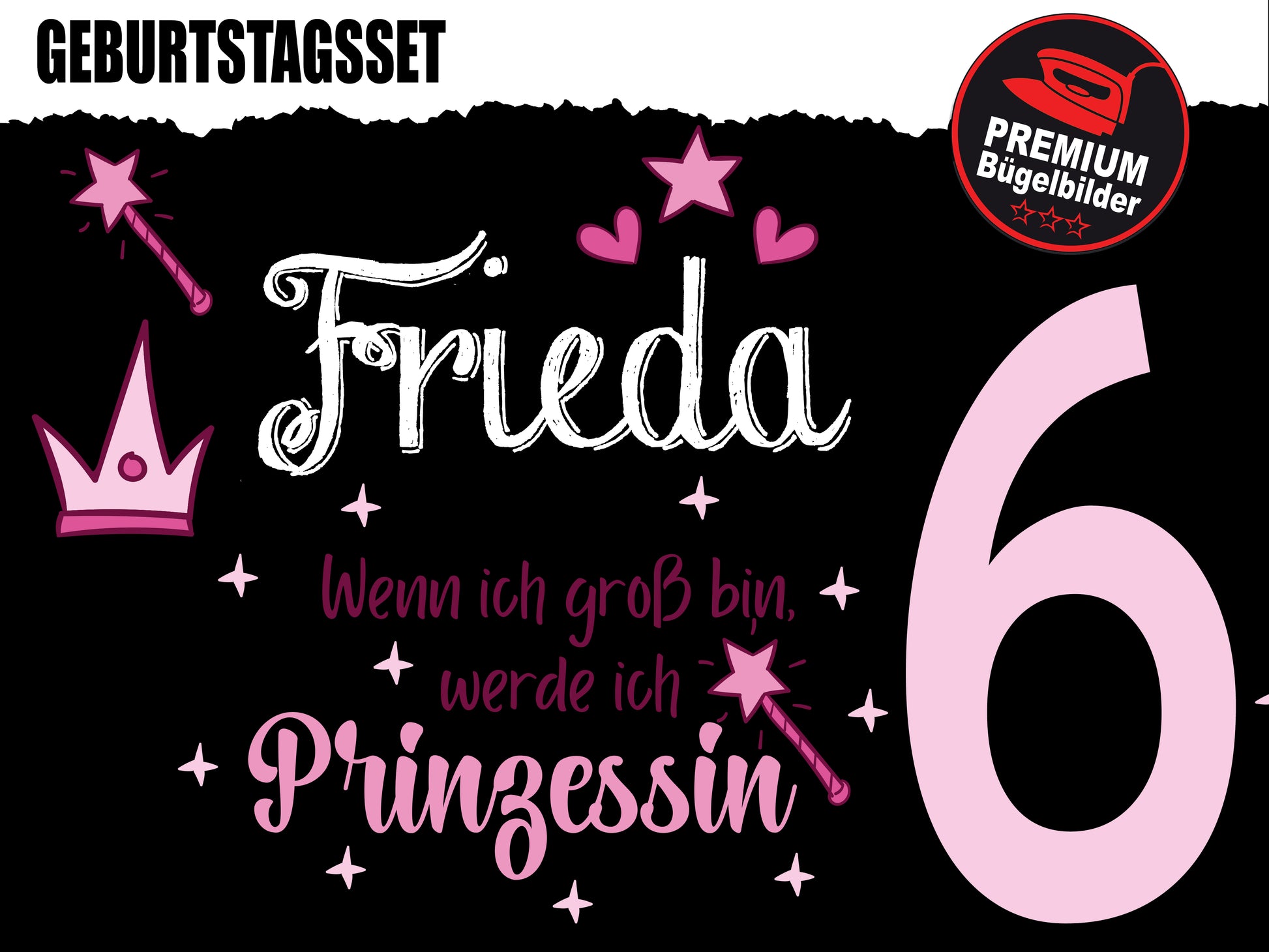 Bügelbild DTF-Transfer Kindergeburtstag |Prinzessin| druck-guru