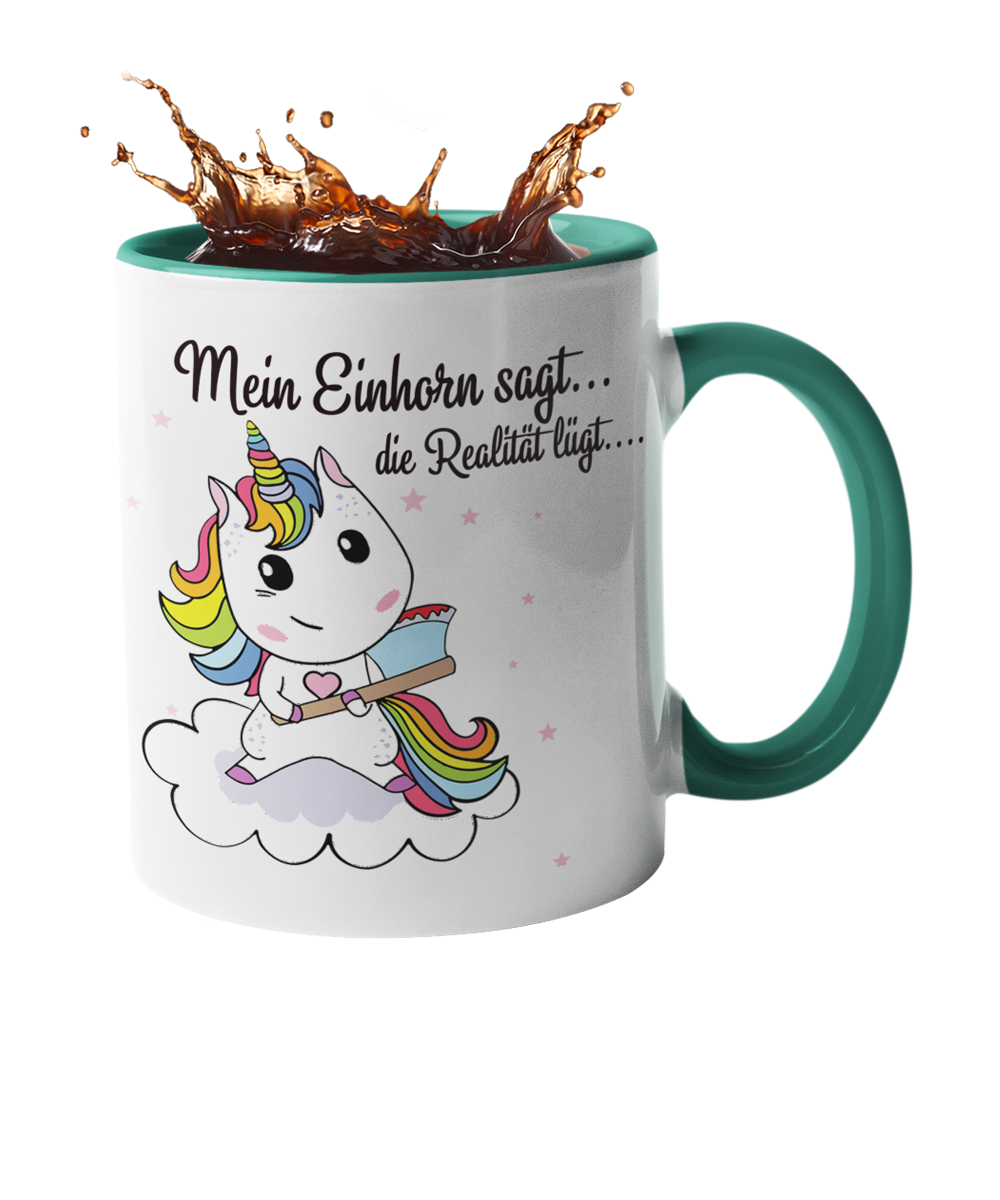 Tasse Einhorn mit Spruch "Die Realität lügt" Handmade-Lifestyle