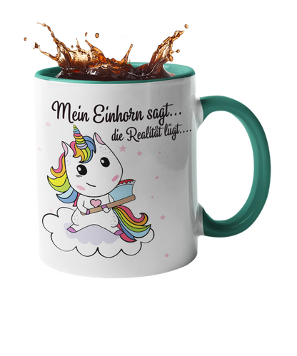 Tasse Einhorn mit Spruch "Die Realität lügt" Handmade-Lifestyle