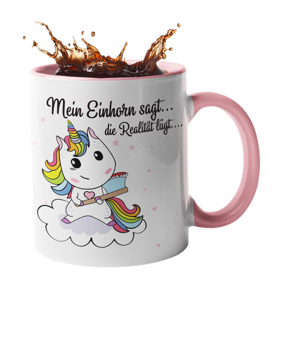 Tasse Einhorn mit Spruch "Die Realität lügt" Handmade-Lifestyle