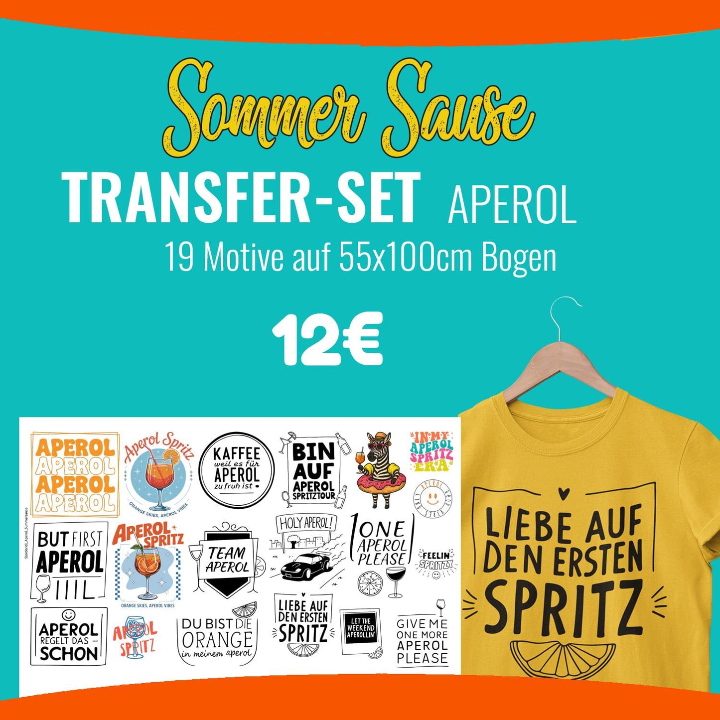 Sommersause - Aperol - Bügelbilder Mix druck-guru