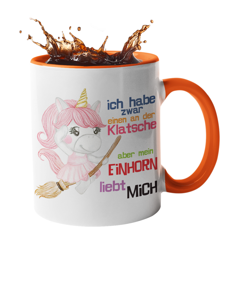 Tasse Einhorn mit Spruch "Einen an der Klatsche" Handmade-Lifestyle