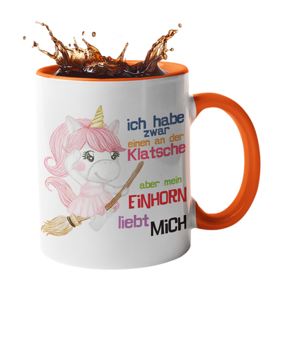 Tasse Einhorn mit Spruch "Einen an der Klatsche" Handmade-Lifestyle