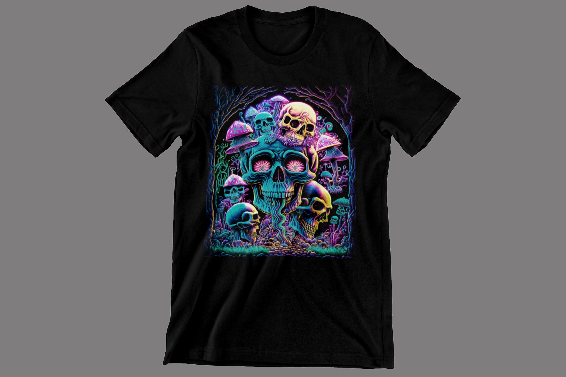 T-Shirt mit Skull und Pilzen druck-guru