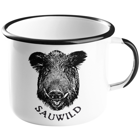 Emaille Tasse "Sauwild" Allgäu-Häs