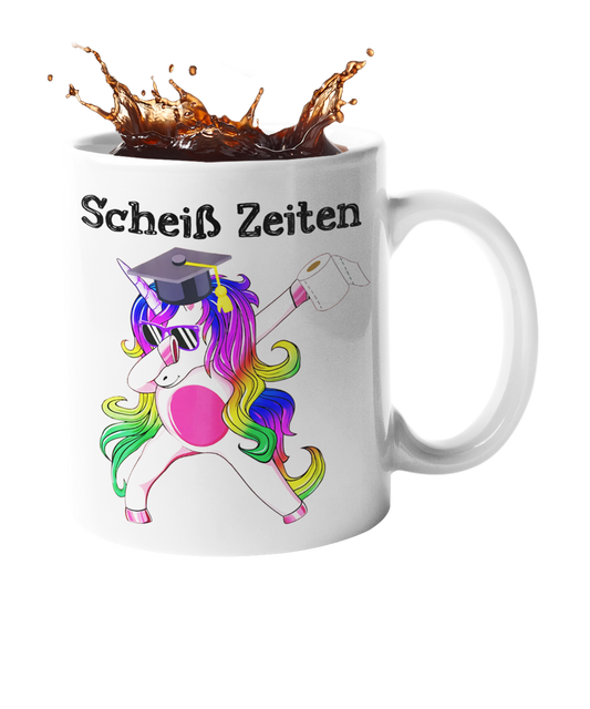 Tasse Einhorn mit Spruch "Scheiß Zeiten" Handmade-Lifestyle