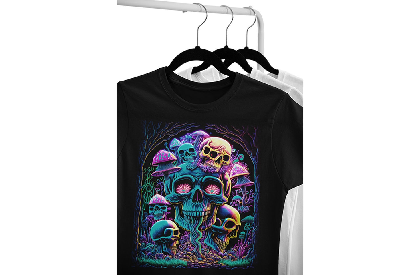 T-Shirt mit Skull und Pilzen druck-guru