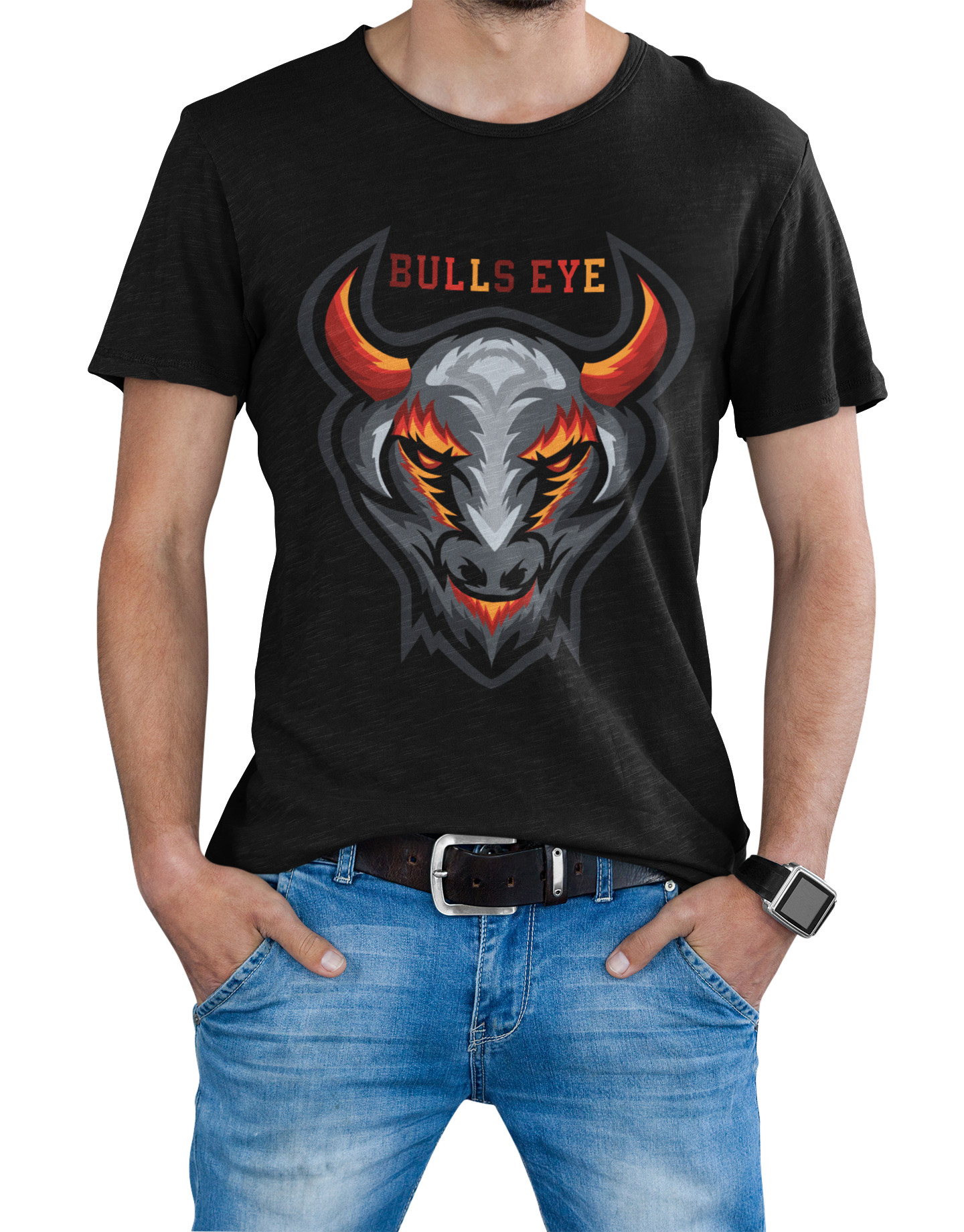 T-Shirt "Bulls Eye - Three" Handmade-Lifestyle