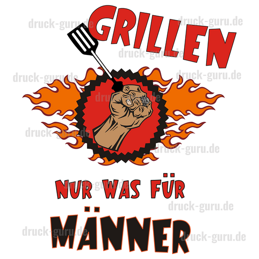 Bügelbild  "Grillen ist was für Männer" druck-guru