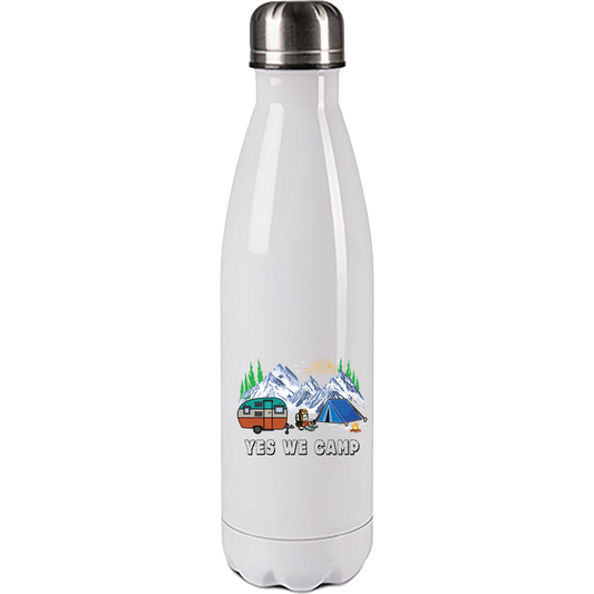 Camping Edelstahl Trinkflasche "Yes we camp" 500ml Handmade-Lifestyle