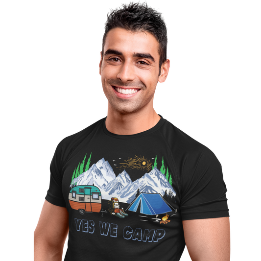 T-Shirt "Yes we camp" Handmade-Lifestyle