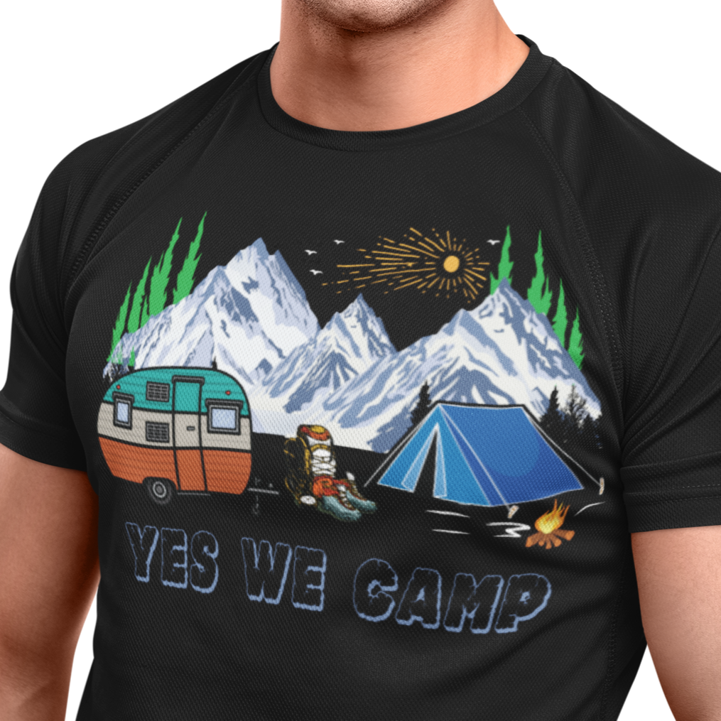 T-Shirt "Yes we camp" Handmade-Lifestyle