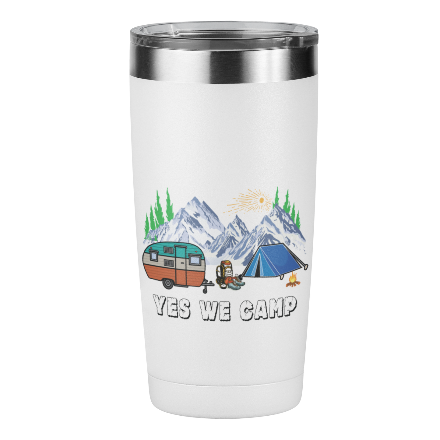 Edelstahl Trinkbecher "Yes we camp" 420 ml Handmade-Lifestyle