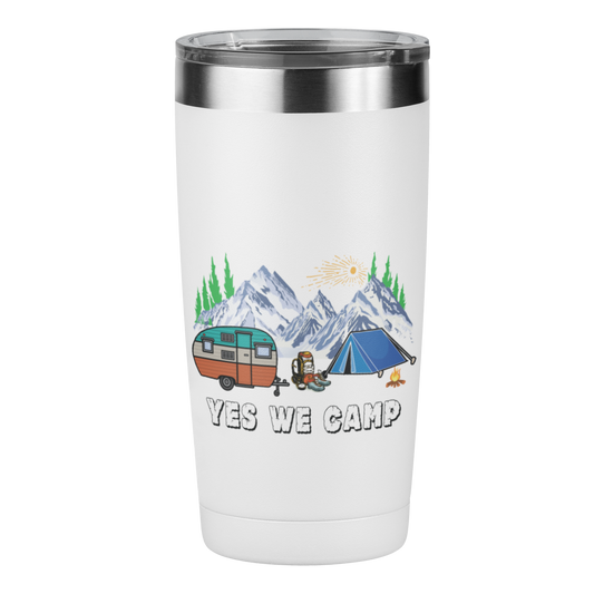 Edelstahl Trinkbecher "Yes we camp" 420 ml Handmade-Lifestyle
