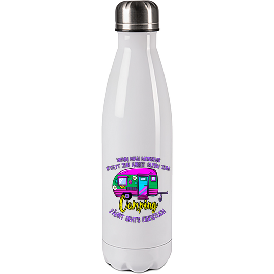 Camping Edelstahl Trinkflasche "Camping statt Arbeit" 500ml Handmade-Lifestyle