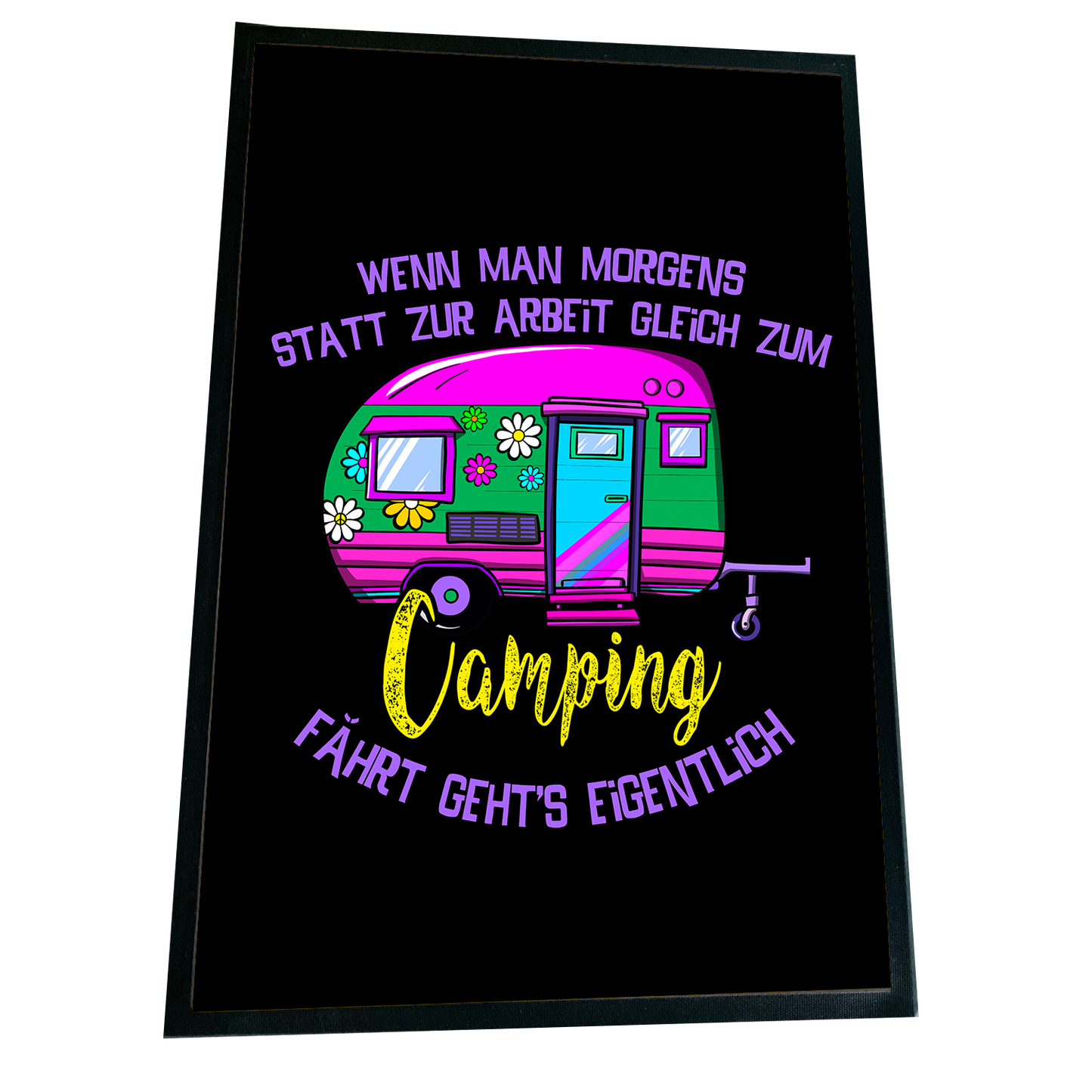 XXL Camping Fußmatte "Camping statt Arbeit" 60x90 cm Handmade-Lifestyle