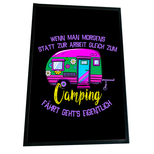 XXL Camping Fußmatte "Camping statt Arbeit" 60x90 cm Handmade-Lifestyle