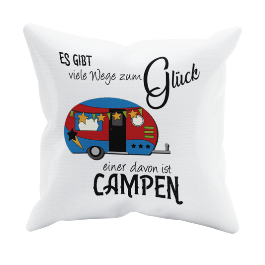 Camping Kissen "Viele Wege zum Glück" 40x40 cm Handmade-Lifestyle