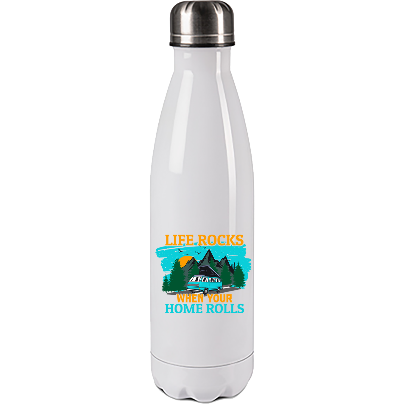 Camping Edelstahl Trinkflasche "Life Rocks" 500ml Handmade-Lifestyle