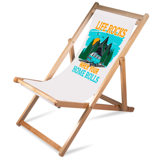 Liegestuhl Camping "Life Rocks" Handmade-Lifestyle