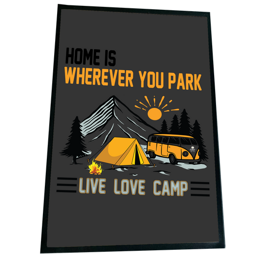 XXL Camping Fußmatte "Home ist wherever you park" 60x90 cm Handmade-Lifestyle