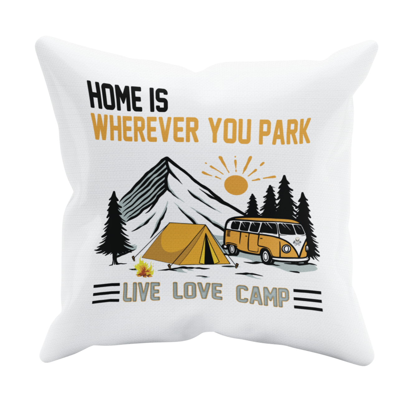 Camping Kissen "Home is wherever you park" 40x40 cm Handmade-Lifestyle