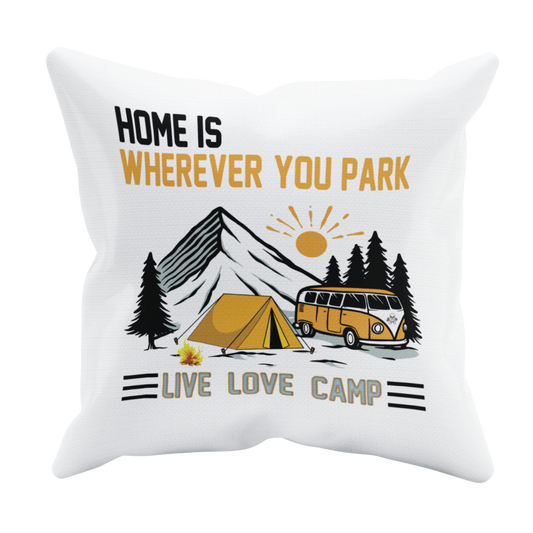 Camping Kissen "Home is wherever you park" 40x40 cm Handmade-Lifestyle
