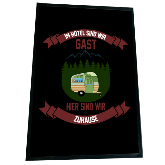 XXL Camping Fußmatte "Hier sind wir Zuhause" 60x90 cm Handmade-Lifestyle