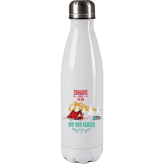 Camping Edelstahl Trinkflasche "Zuhause ist da wo wir parken" 500ml Handmade-Lifestyle