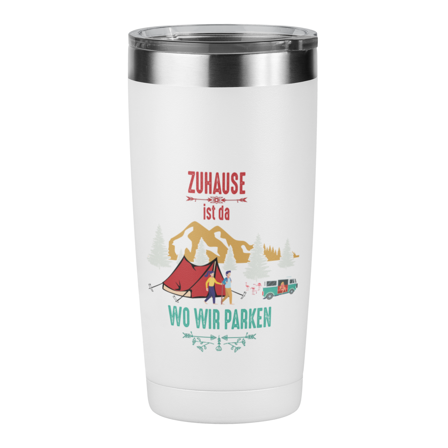 Edelstahl Trinkbecher "Zuhause ist da wo wir parken" 420 ml Handmade-Lifestyle