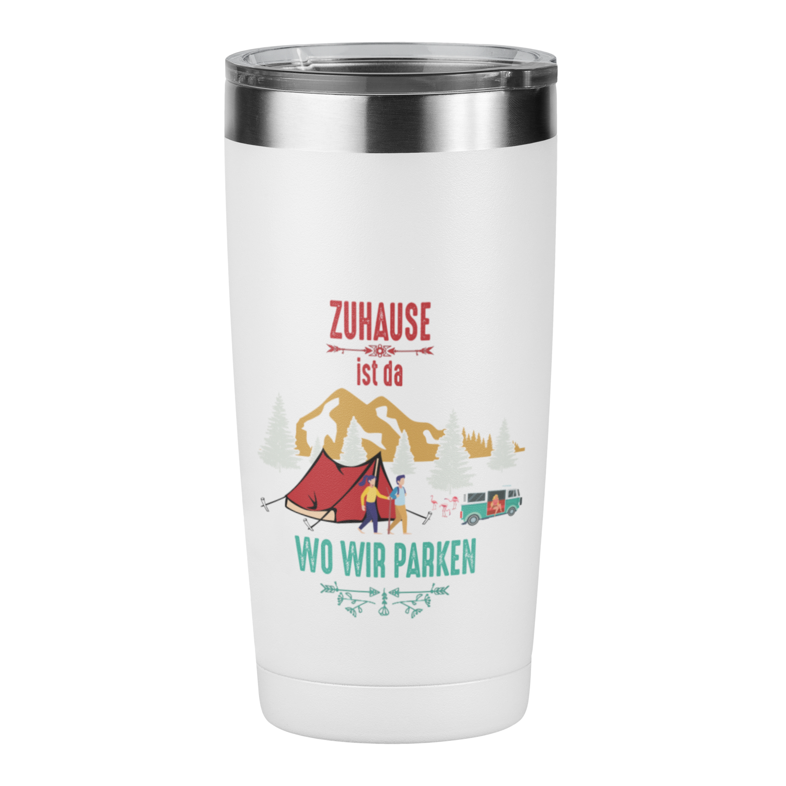 Edelstahl Trinkbecher "Zuhause ist da wo wir parken" 420 ml Handmade-Lifestyle