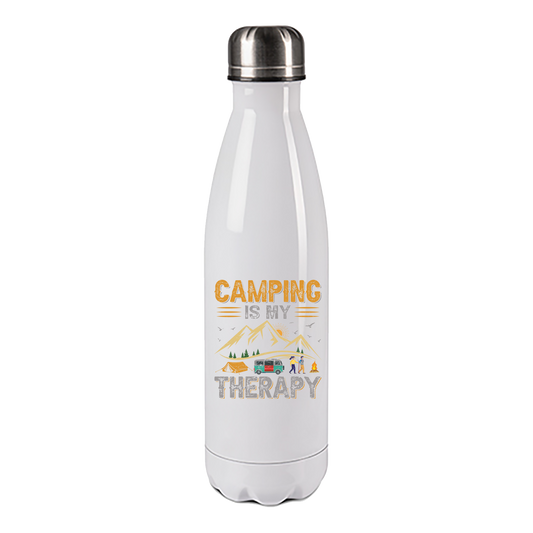 Camping Edelstahl Trinkflasche "Camping is my Therapy" 500ml Handmade-Lifestyle