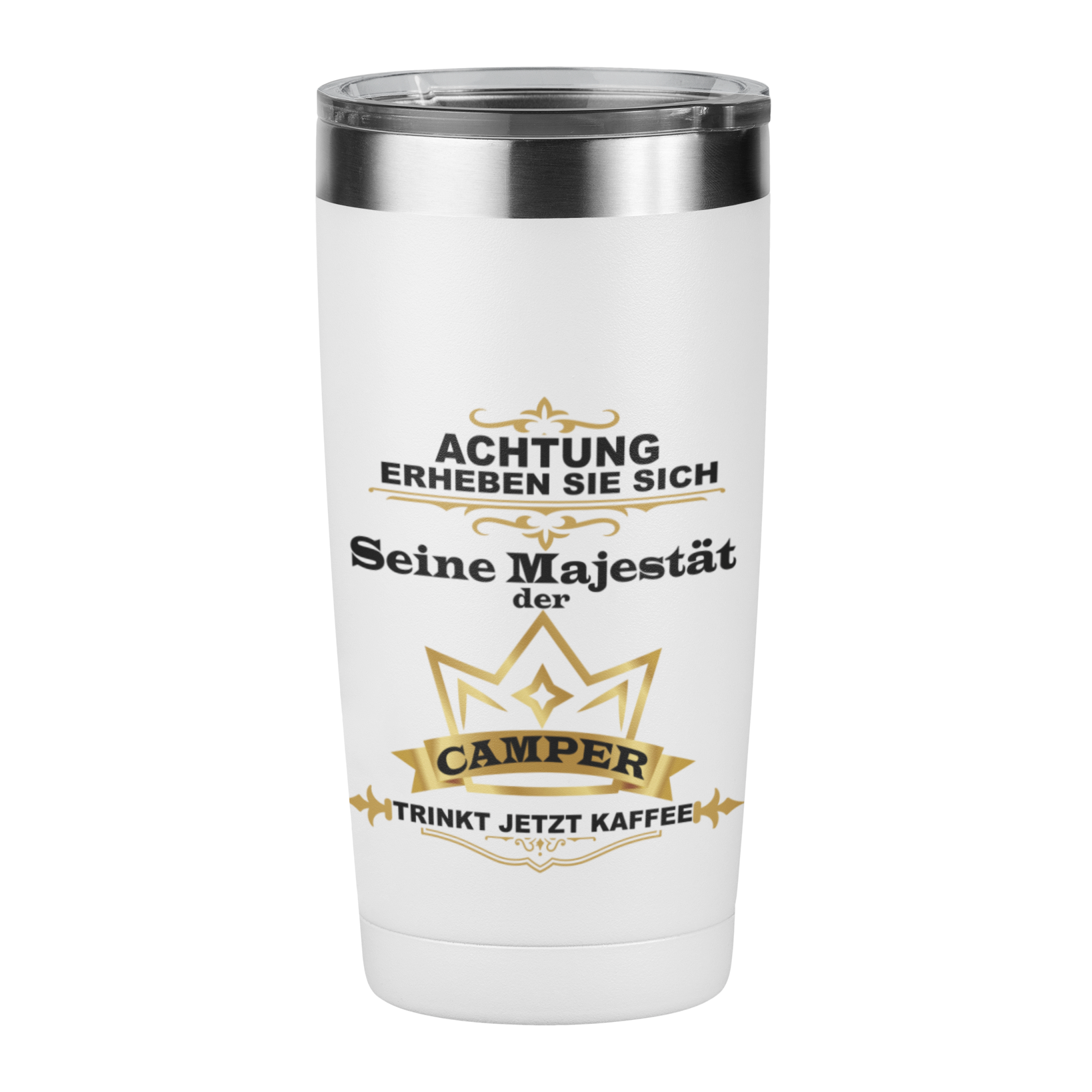 Edelstahl Trinkbecher "Seine Majestät der Camper" 420 ml Handmade-Lifestyle