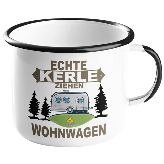 Camping Emailletasse "Echte Kerle ziehen Wohnwagen" Handmade-Lifestyle