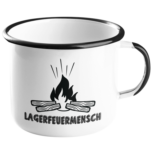 Camping Emailletasse "Lagerfeuermensch" Handmade-Lifestyle