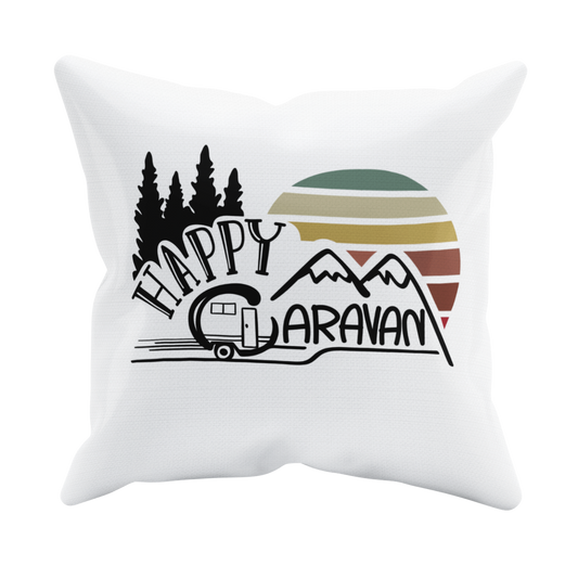 Camping Kissen "Happy Caravan" 40x40 Handmade-Lifestyle