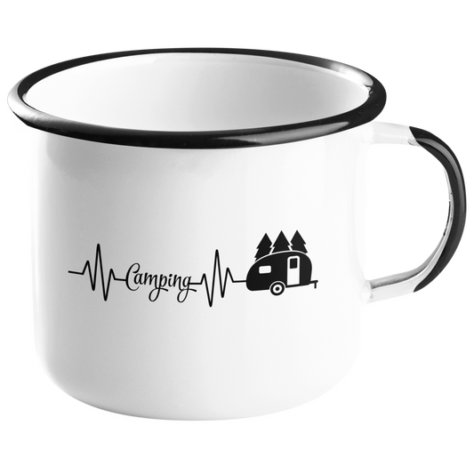 Camping Emailletasse "Camping Heartbeat" Handmade-Lifestyle
