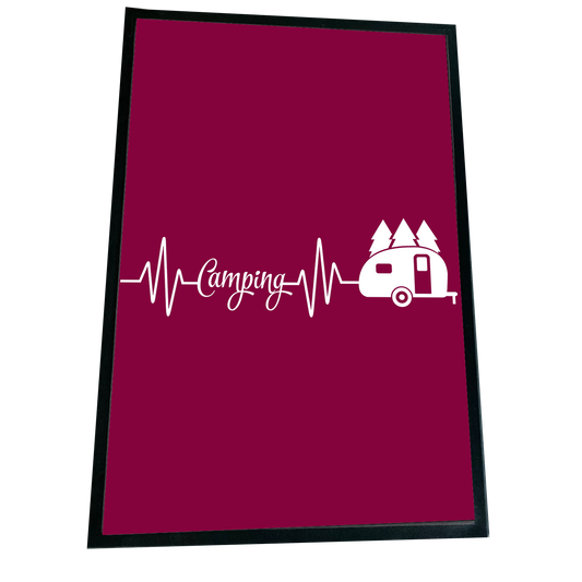 XXL Camping Fußmatte "Camping Heartbeat" 60x90 cm Handmade-Lifestyle