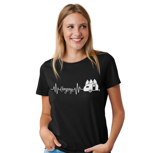 Camping T-Shirt "Camping Heartbeat" Handmade-Lifestyle